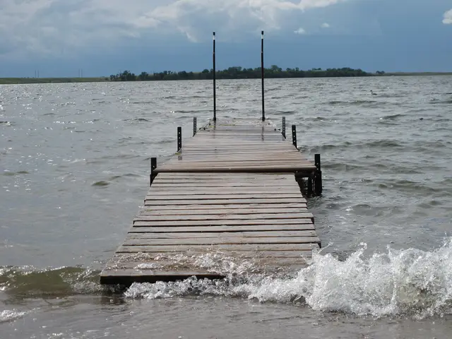 Dock at the lake with high water
